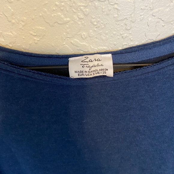 Navy blue fringed Zara shirt - Picture 4 of 4